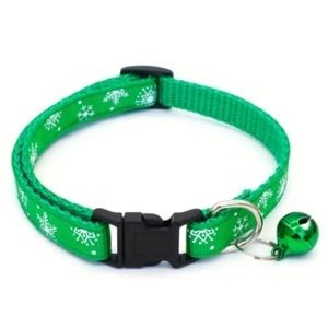 NEW Christmas Trees Pet Collar in Green with Bell (7.48" - 12.59")